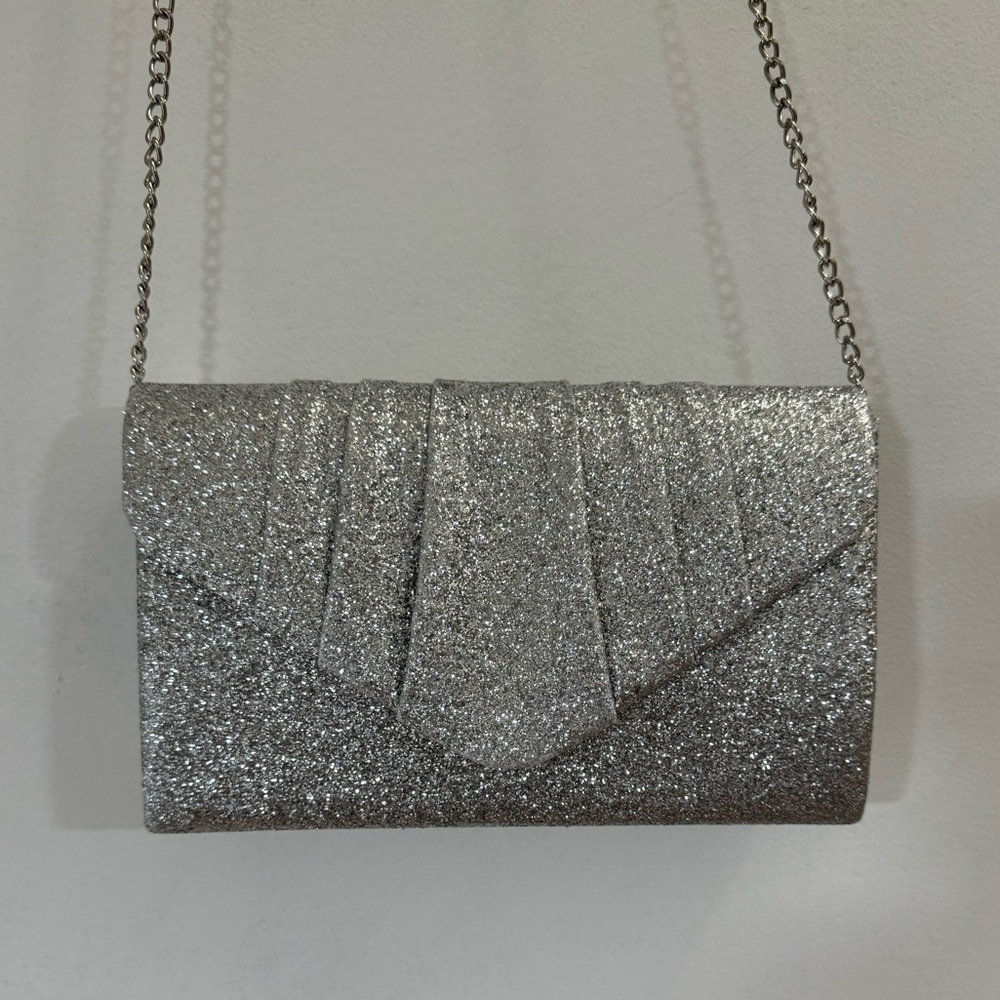 Silver glitter purse